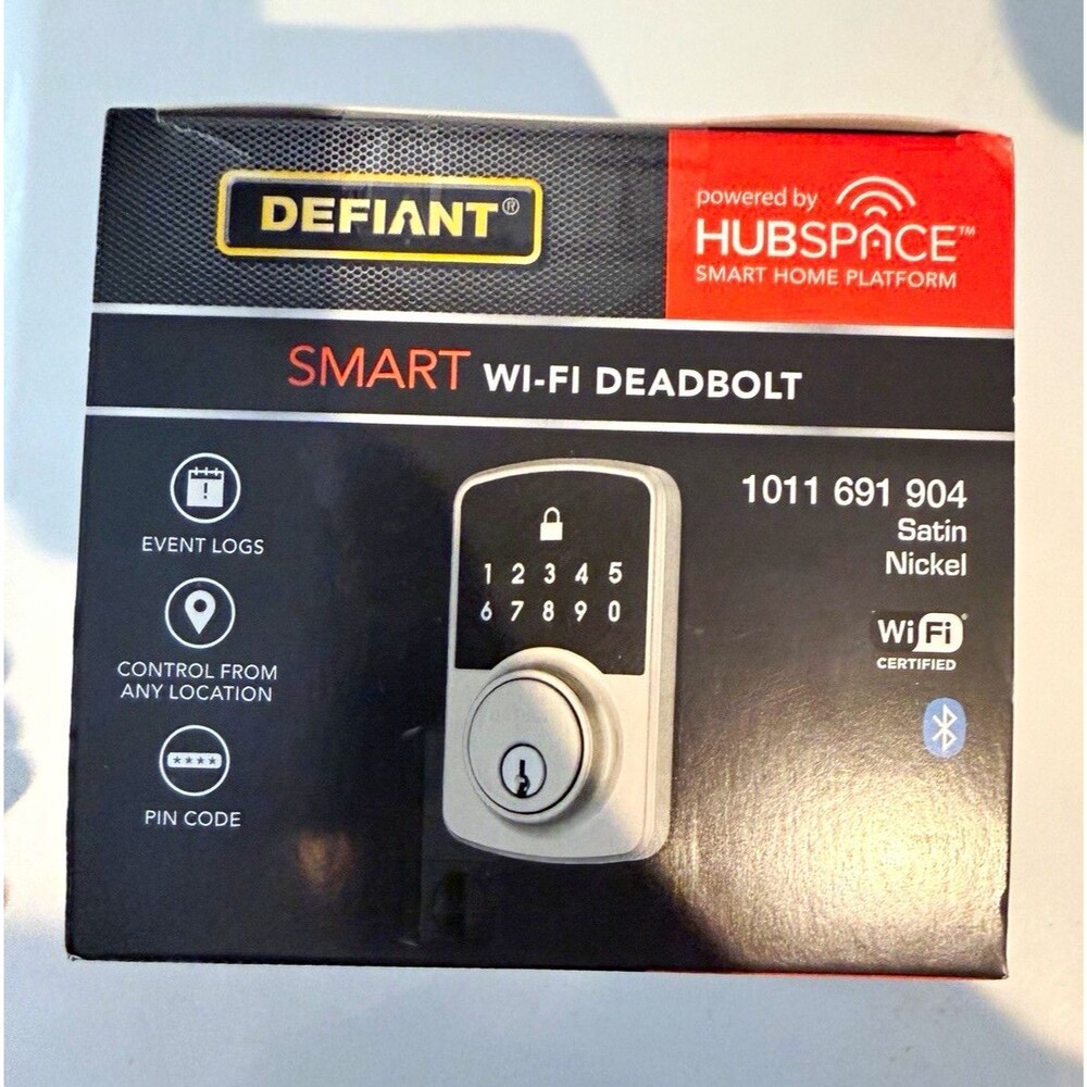 Defiant Wi-Fi/Bluetooth Keypad Smart Deadbolt, Satin Nickel 1011 691 904